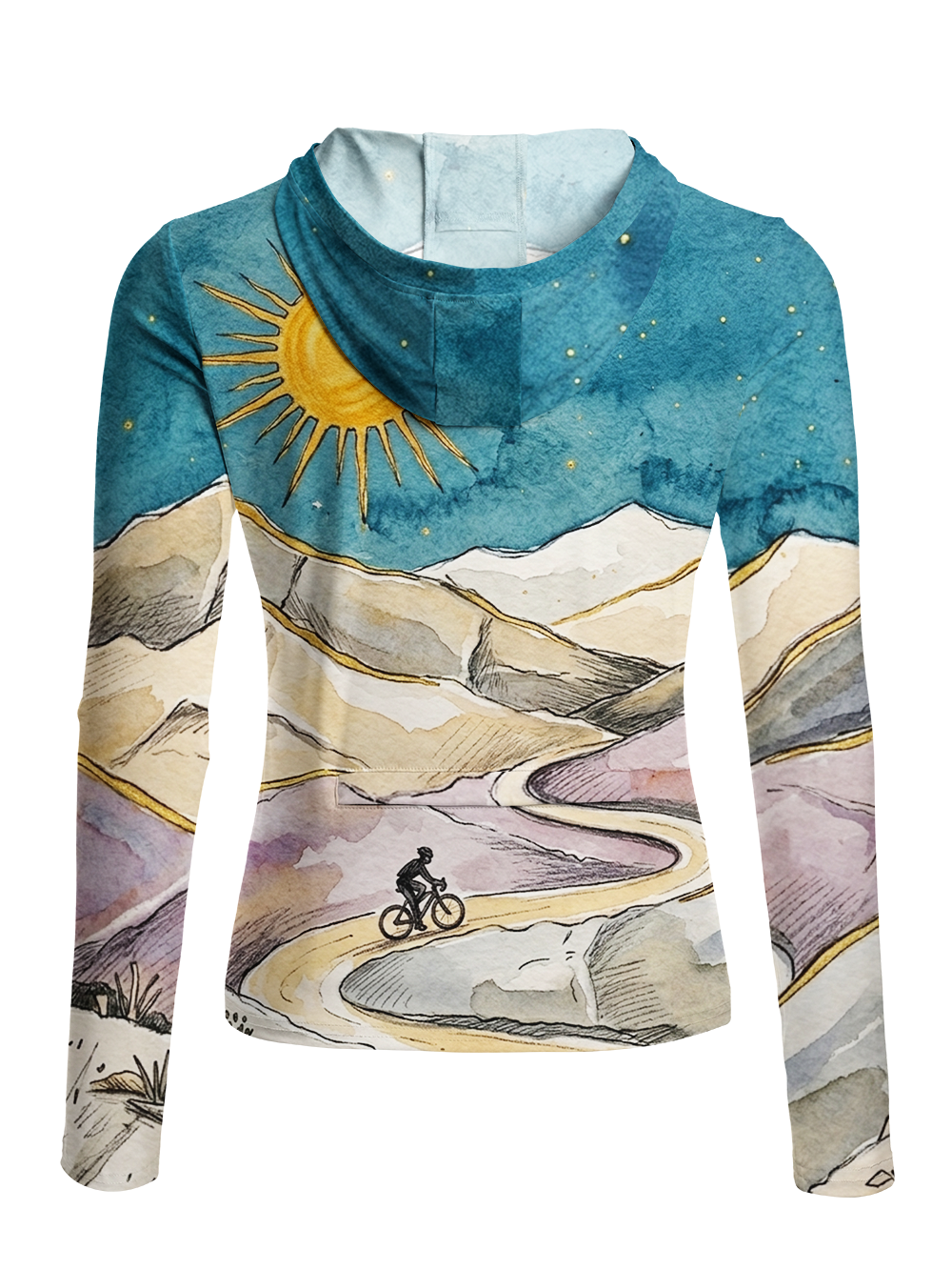 Orionride Perilous Mountain Path Women's Long Sleeve Cycling Hoodie Shirt