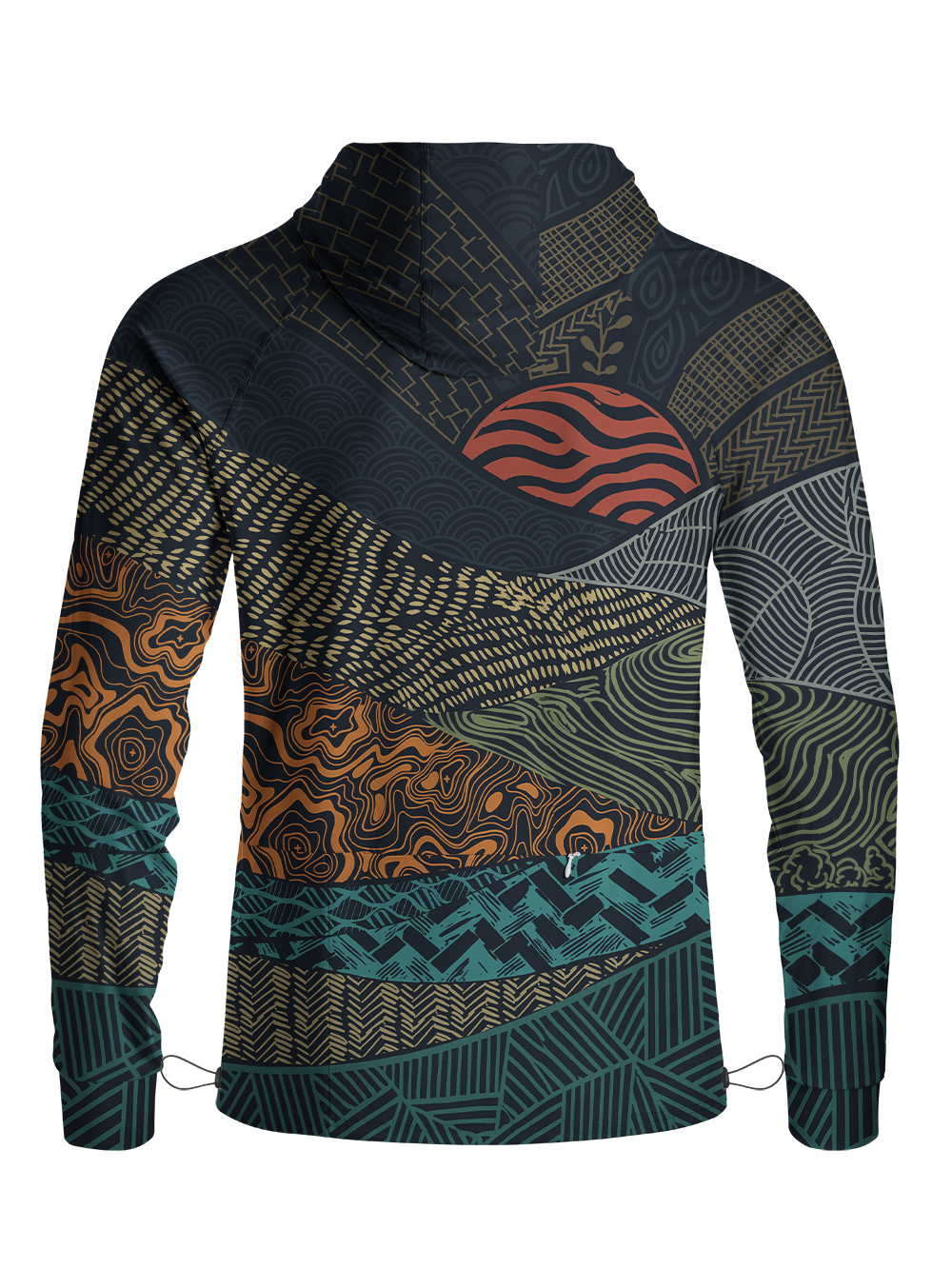 Orionride Dark Line Landscape Long Sleeve Cycling Hoodie Shirt