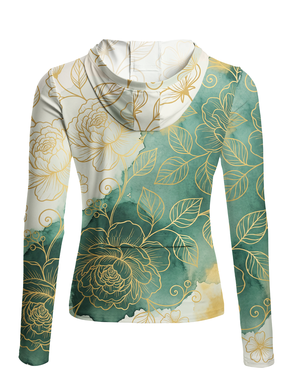 Orionride Gold Thread Flowers Women's Long Sleeve Cycling Hoodie Shirt