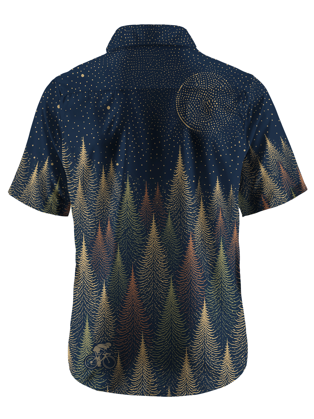 Orionride Gold Night Forest Zipper Pockets Ultra Lightweight Short Sleeves Gravel Shirt