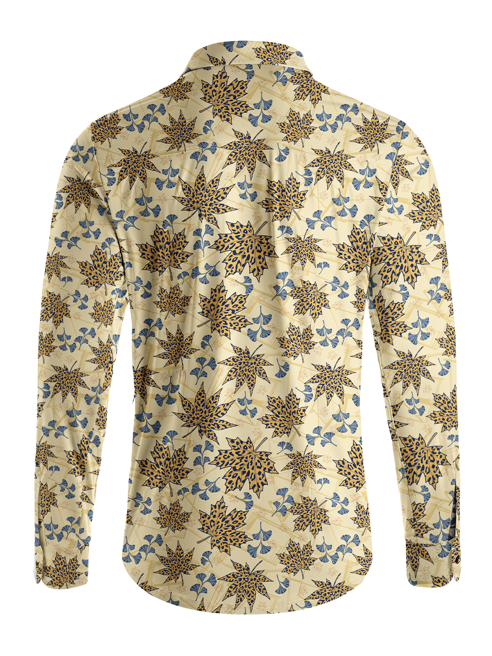 Orionride Leaf Pattern Men's Stretchy Breathable Long Sleeve Gravel Shirt