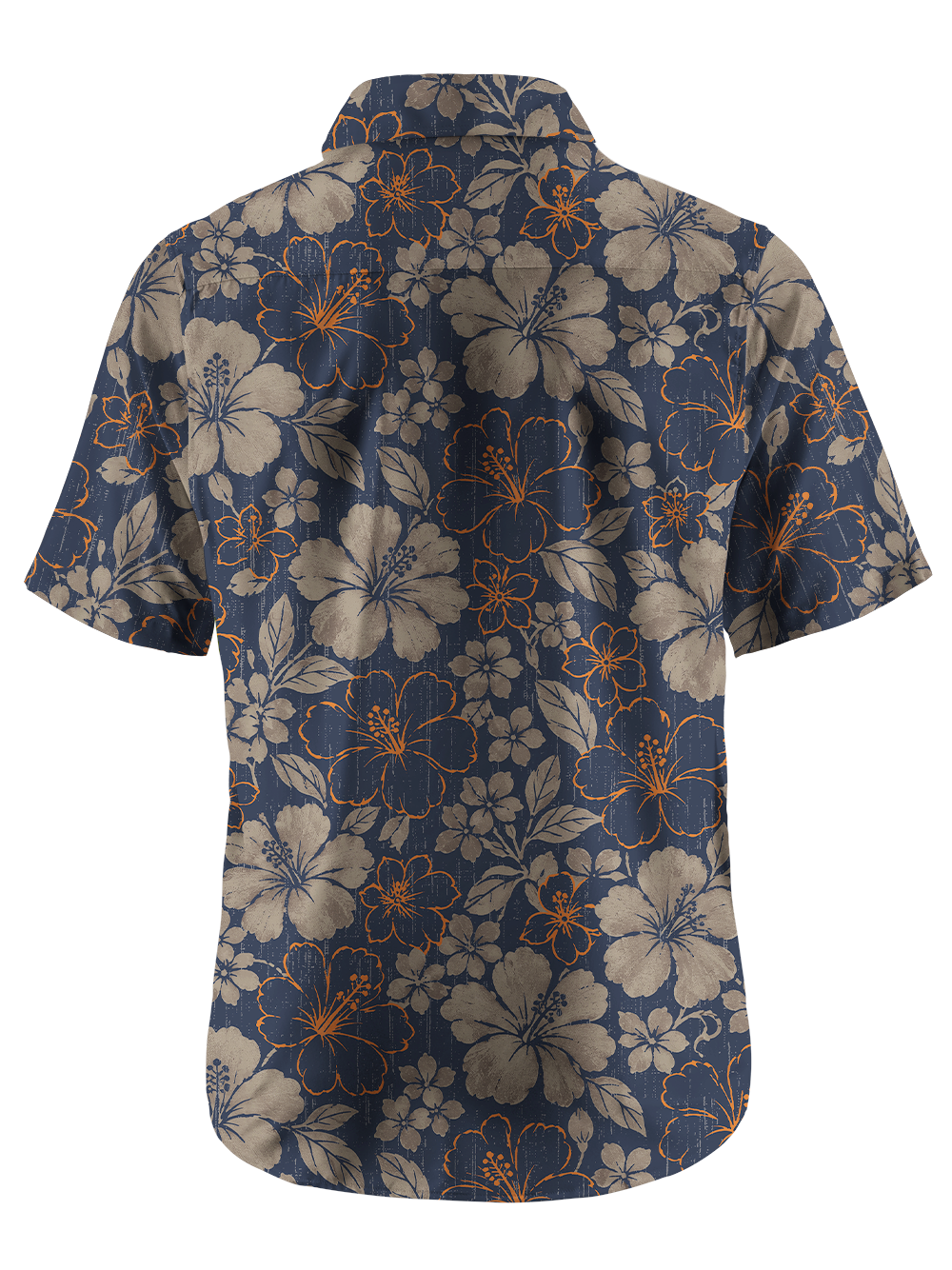 Orionride Muted Hibiscus Pattern Zipper Pockets Ultra Lightweight Short Sleeves Gravel Shirt