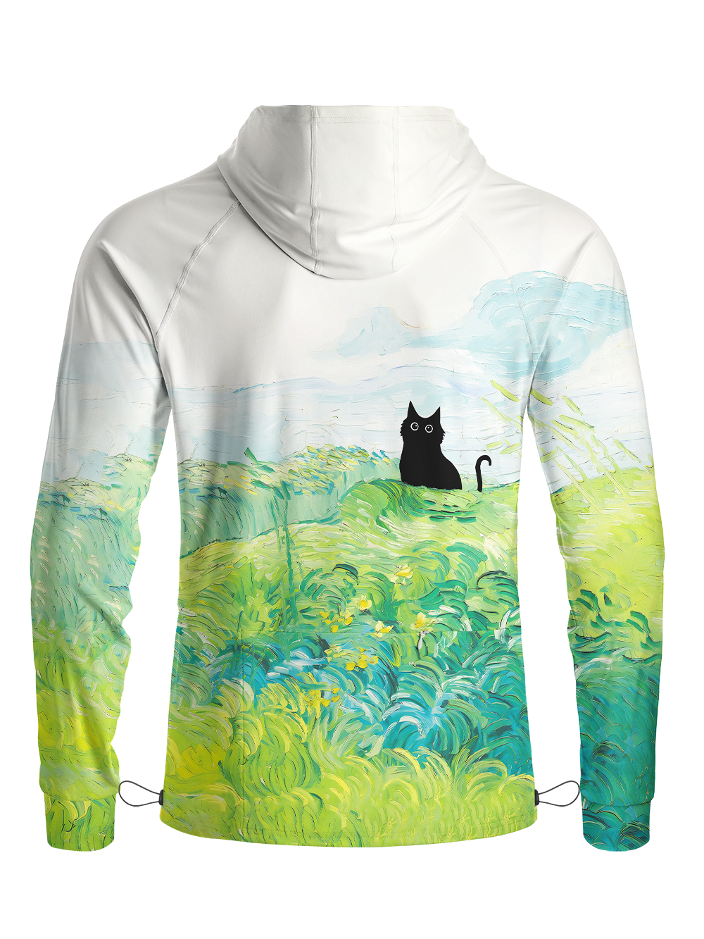 Orionride Oil Painting Black Cat Long Sleeve Cycling Hoodie Shirt