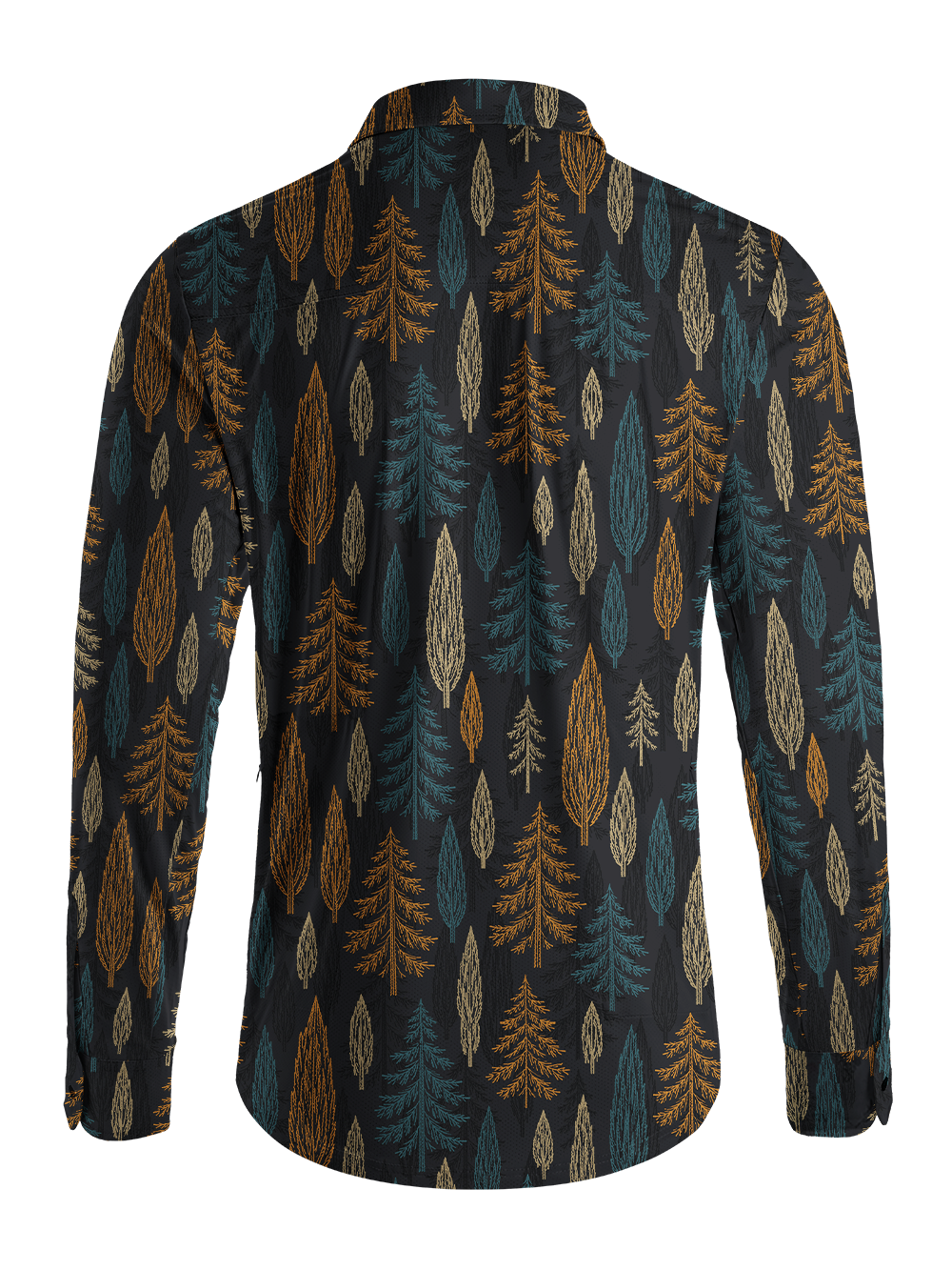 Orionride Embroidered Forest Men's Stretchy Breathable Long Sleeve Gravel Shirt