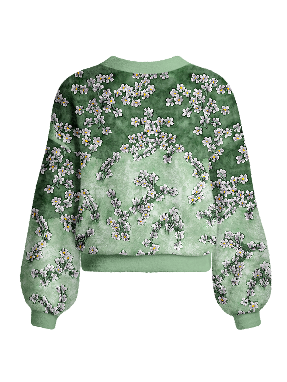 Orionride Dye Flower Women's Fuzzy Knit Cardigan