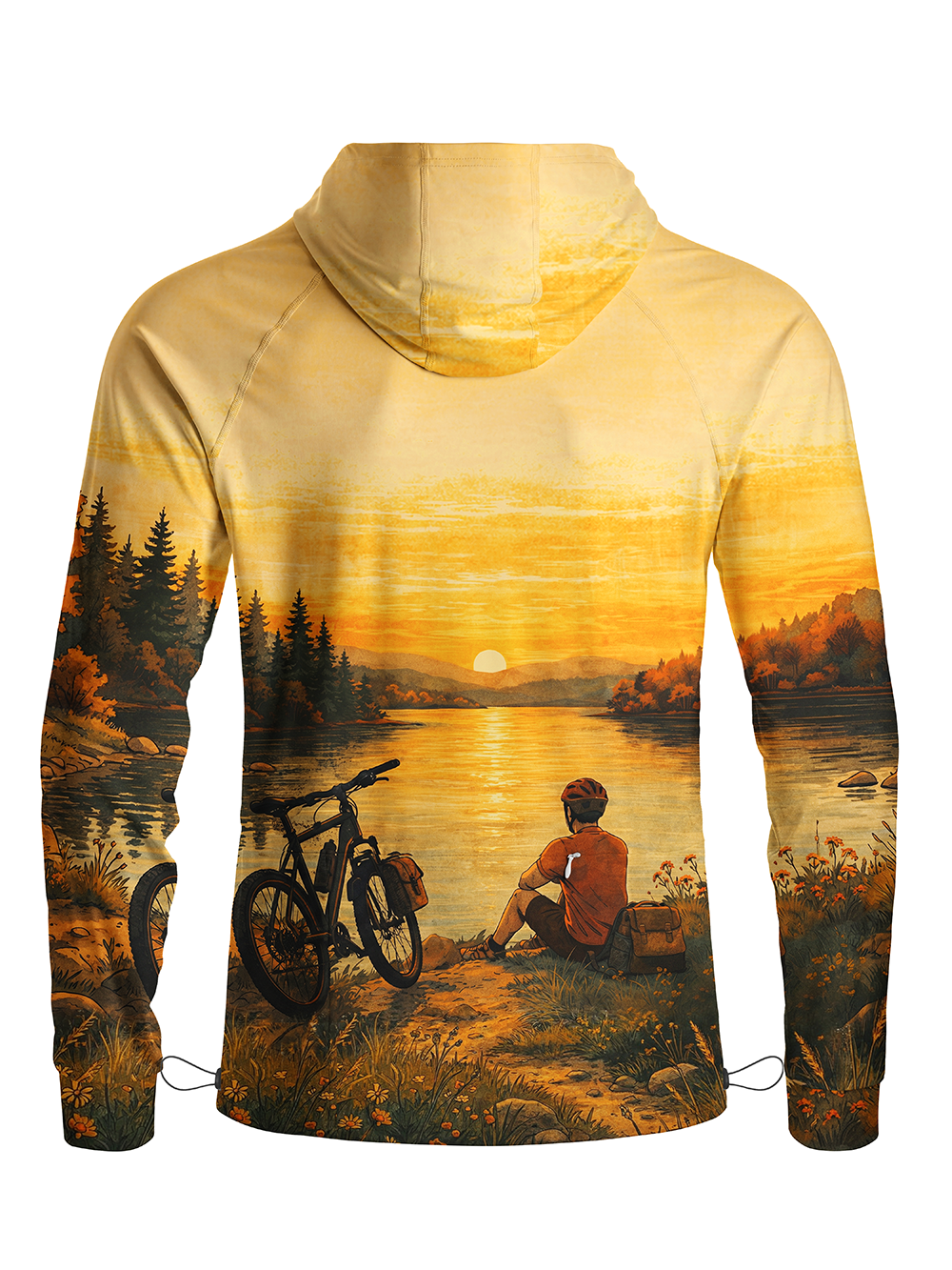 Orionride Sunset By The River Long Sleeve Cycling Hoodie Shirt