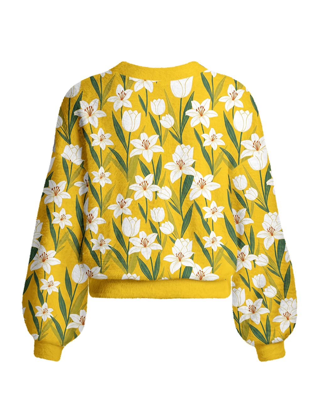 Orionride Yellow Lily Women's Fuzzy Knit Cardigan