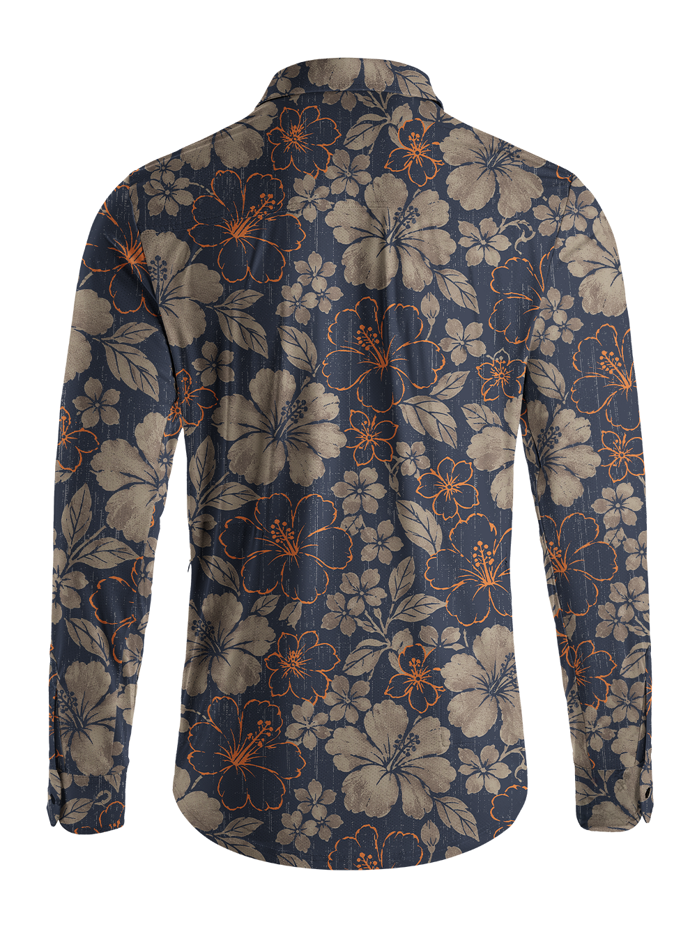 Orionride Muted Hibiscus Pattern Men's Stretchy Breathable Long Sleeve Gravel Shirt