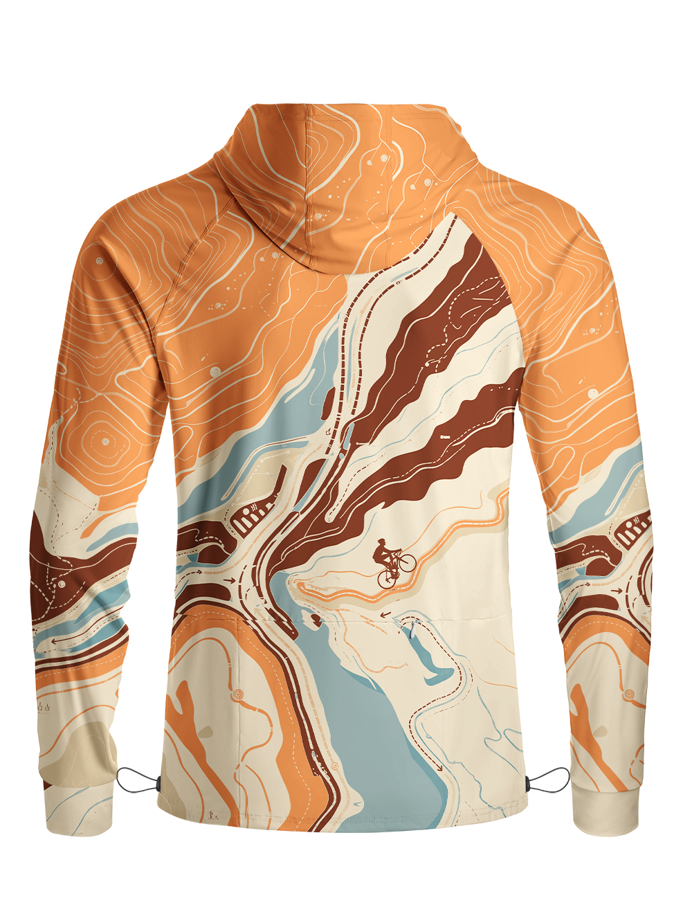 Orionride Map Ride Trail Long Sleeve Cycling Hoodie Shirt