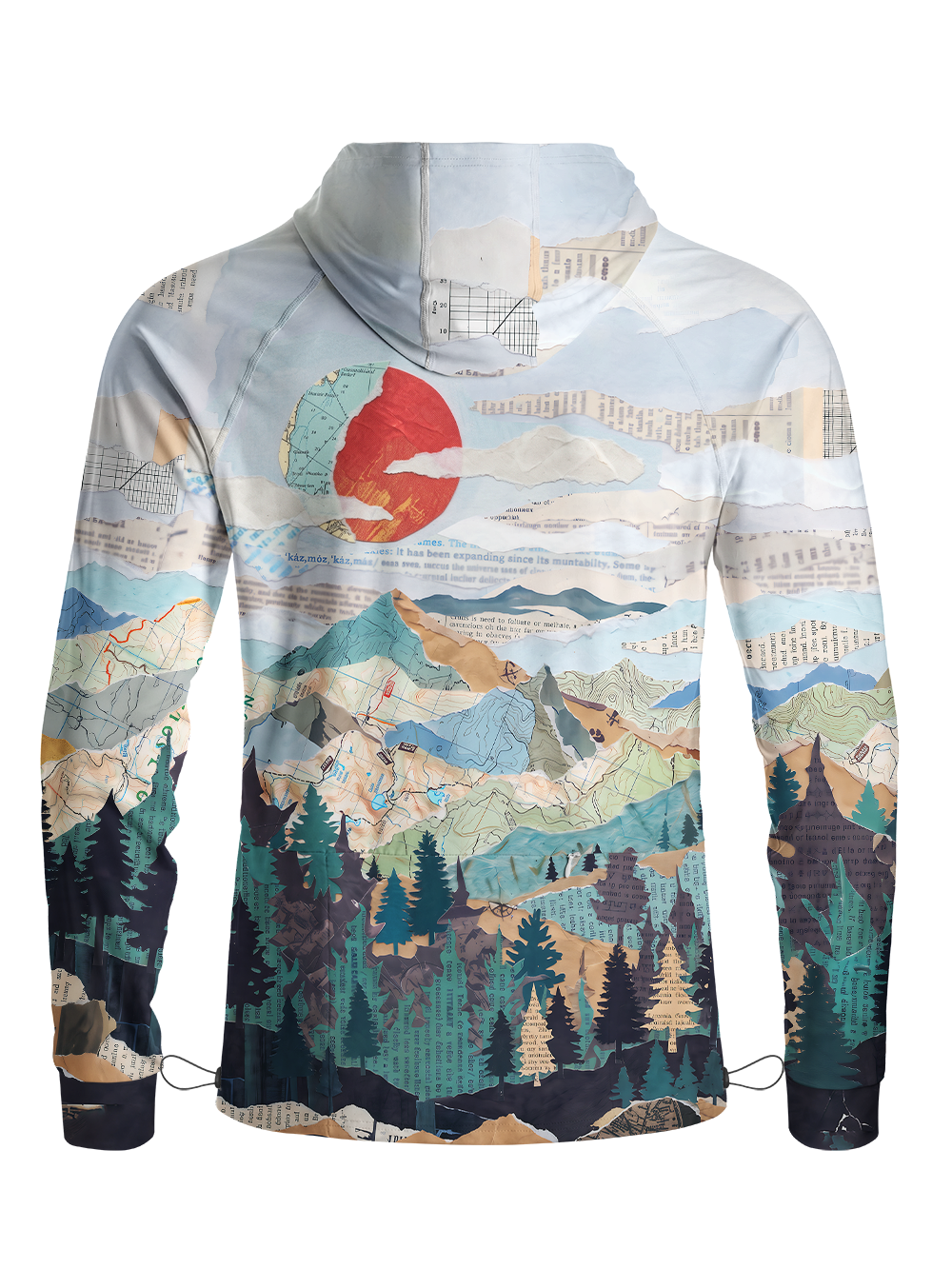 Orionride Paper Mountains Long Sleeve Cycling Hoodie Shirt