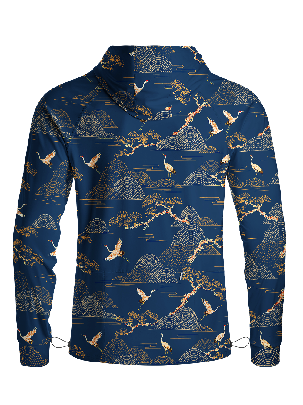 Orionride Golden Crane Long Sleeve Cycling Hoodie Shirt