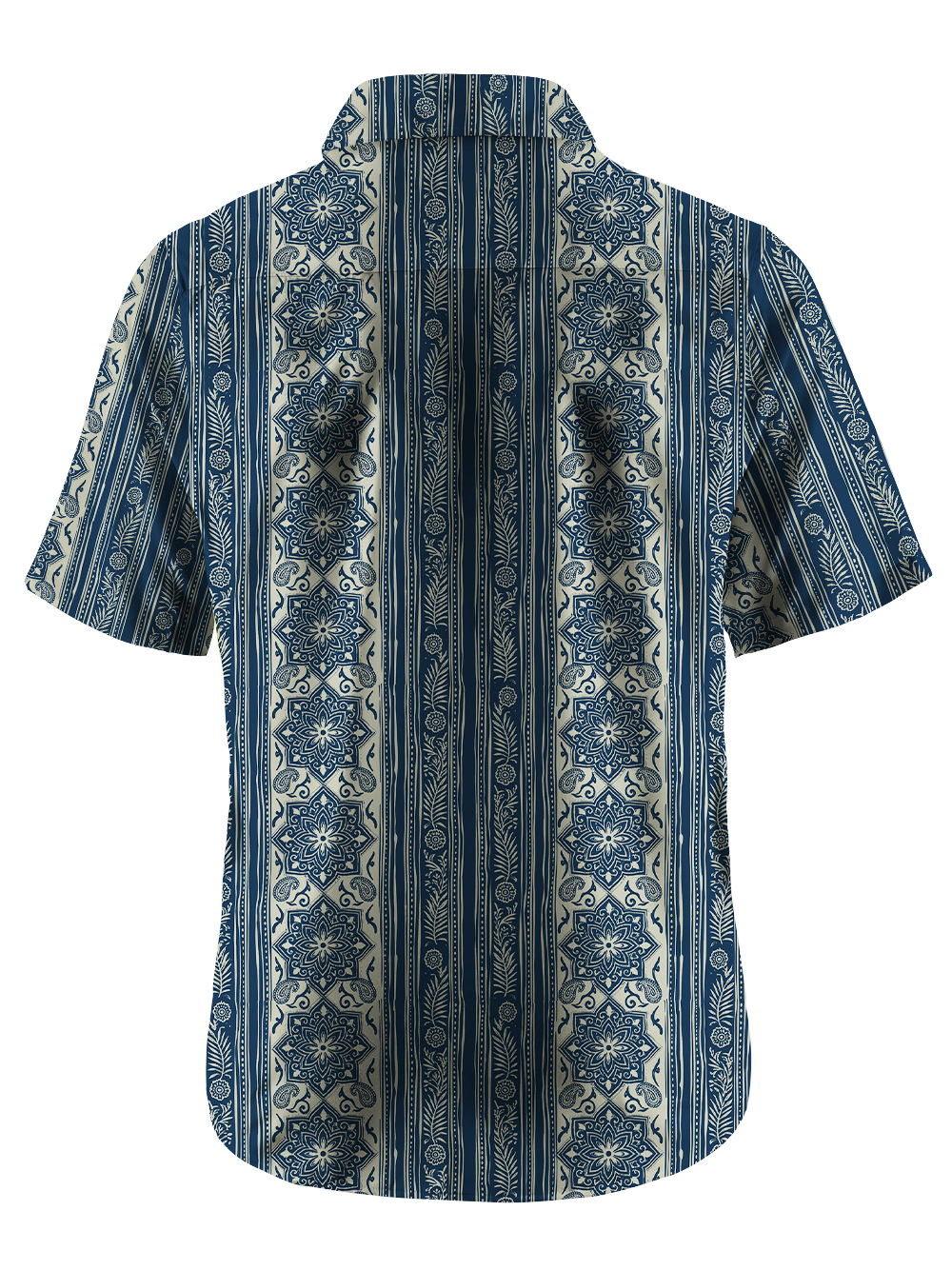 Orionride Indigo Pattern Zipper Pockets Ultra Lightweight Short Sleeves Gravel Shirt