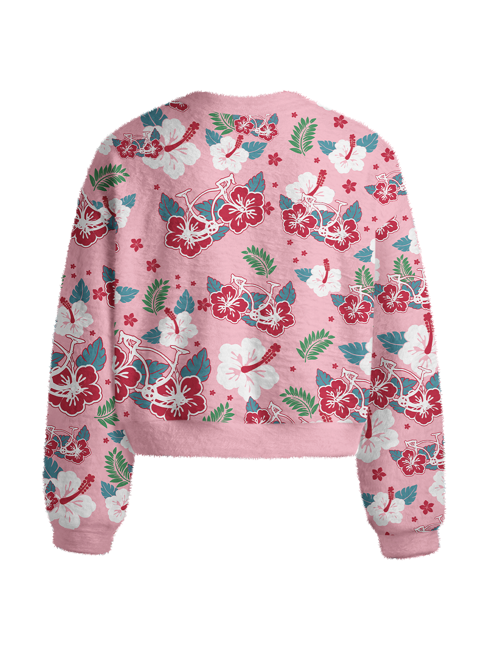 Orionride Hibiscus Bicycle Women's Fuzzy Knit Sweater