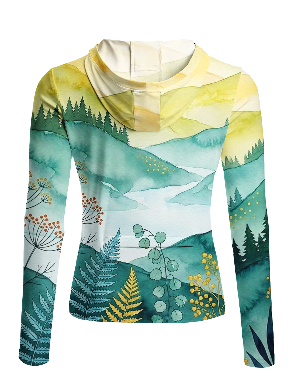 Orionride Ink-wash Mountain Women's Long Sleeve Cycling Hoodie Shirt