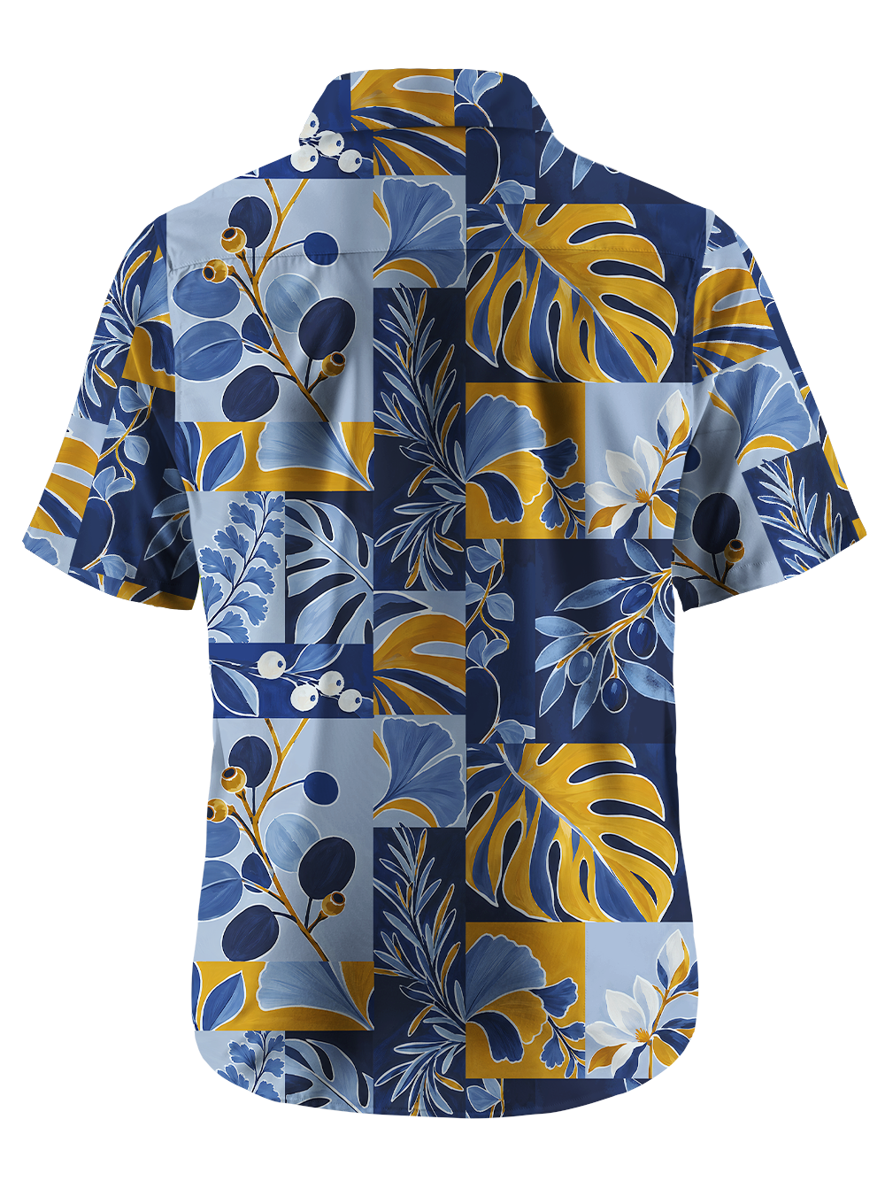 Orionride Geometric Tropical Foliage Zipper Pockets Ultra Lightweight Short Sleeves Gravel Shirt