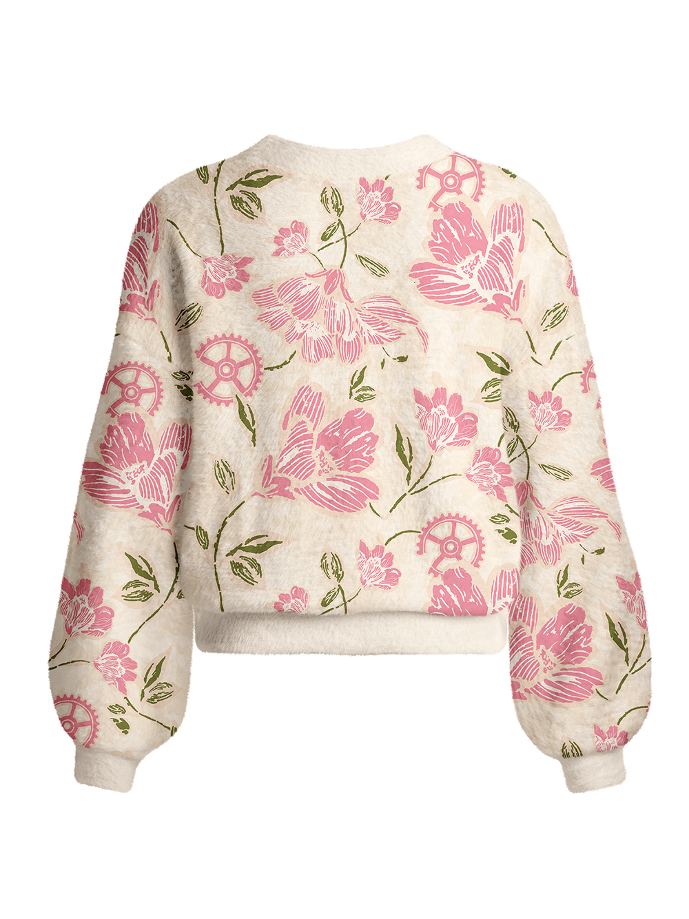 Orionride Floral Art Women's Fuzzy Knit Cardigan