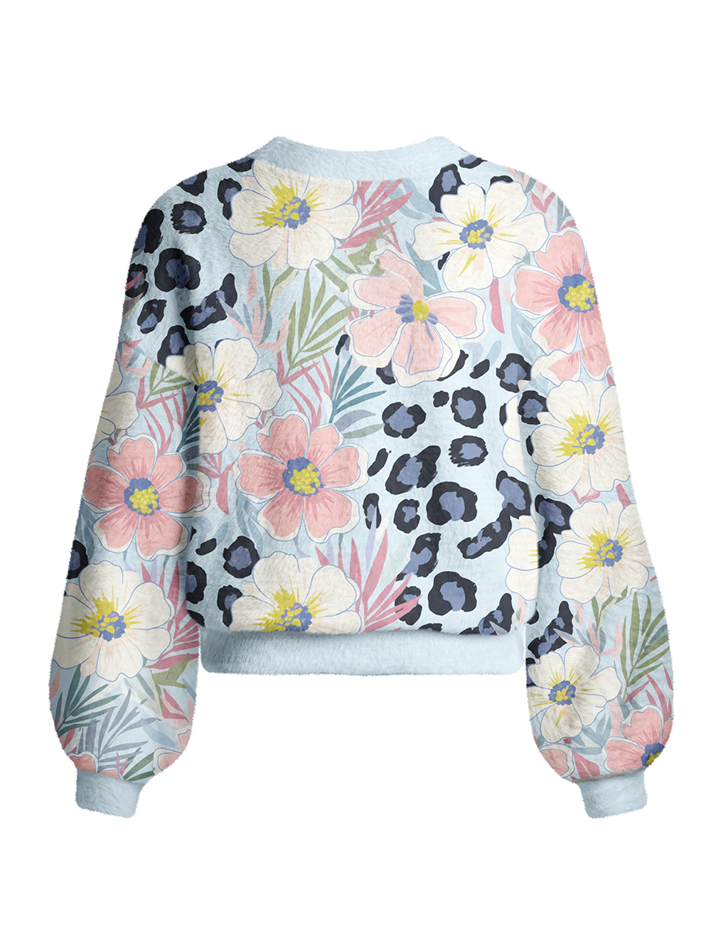 Orionride Hand-Painted Flowers Women's Fuzzy Knit Cardigan