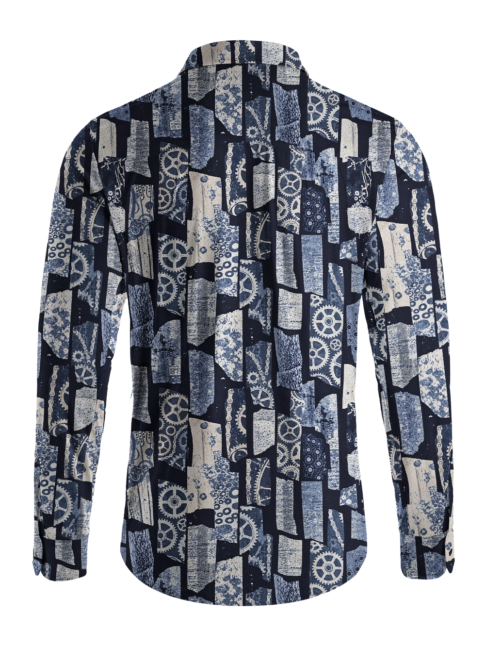 Orionride Indigo Gear Patchwork Men's Stretchy Breathable Long Sleeve Gravel Shirt