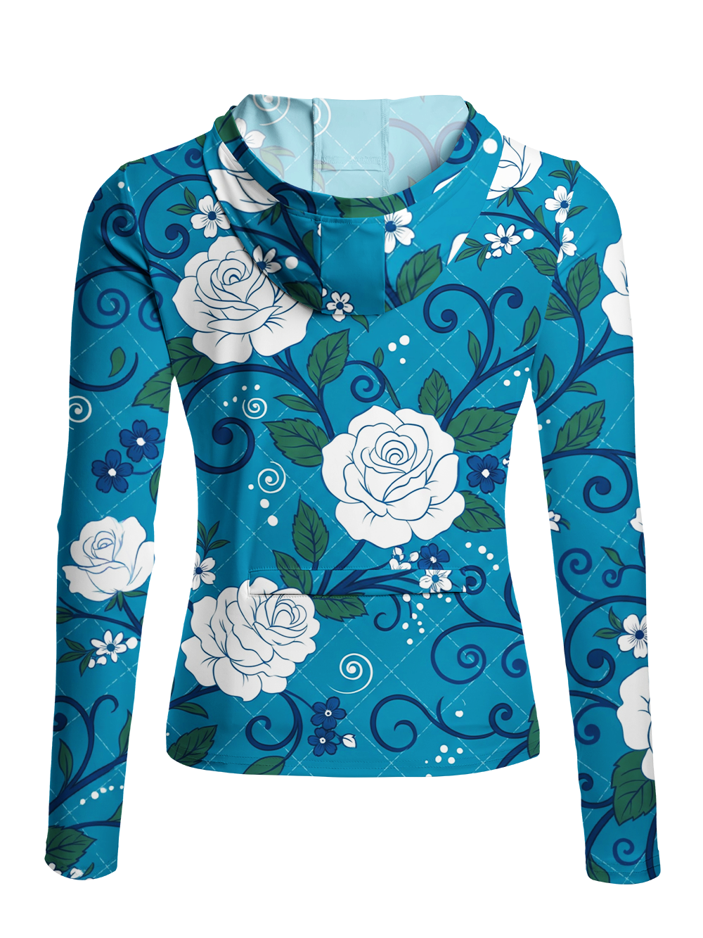 Orionride Grid And Floral Pattern Women's Long Sleeve Cycling Hoodie Shirt