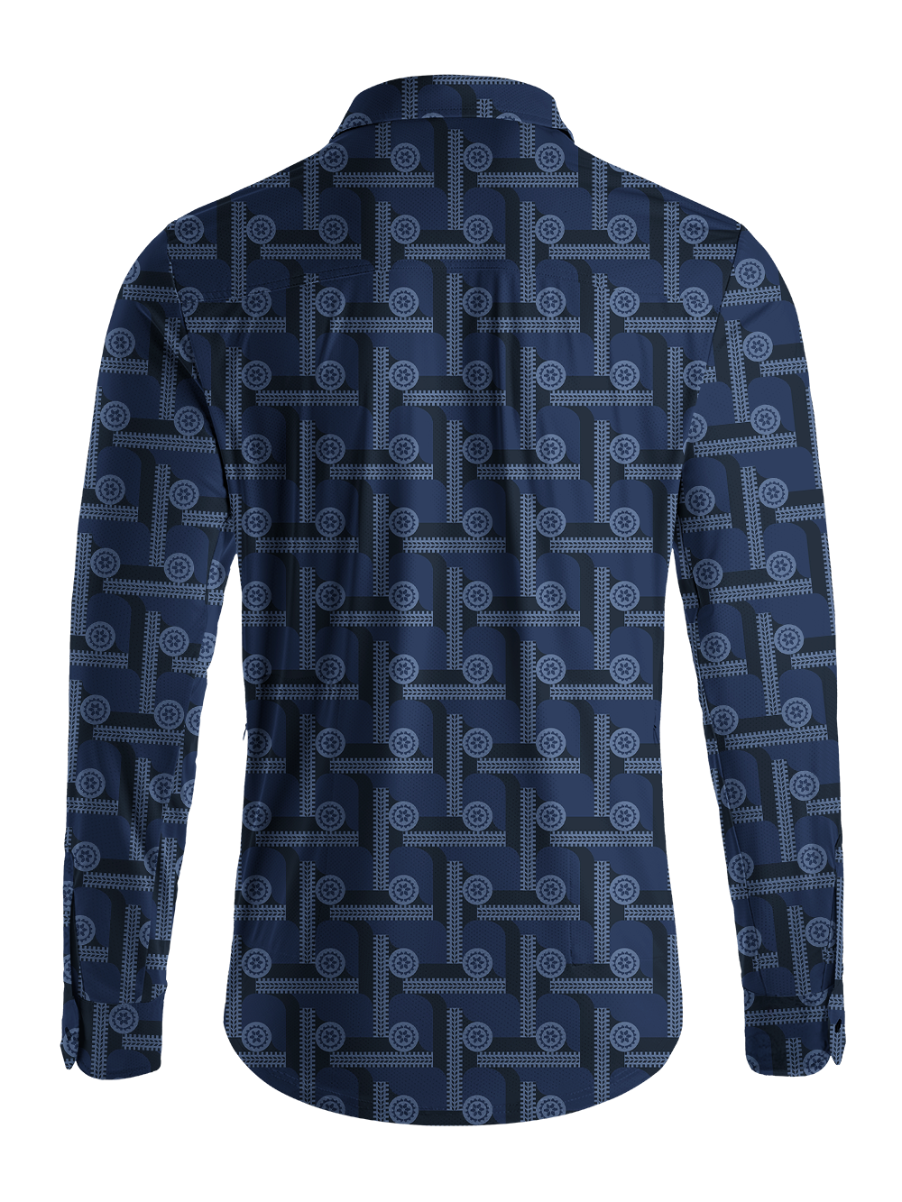 Orionride Gear Pattern Men's Stretchy Breathable Long Sleeve Gravel Shirt