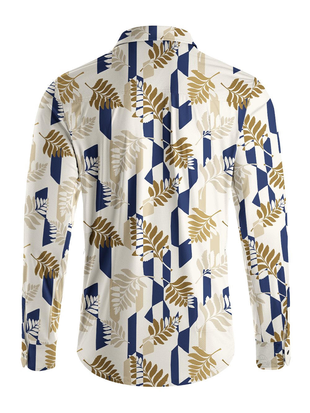 Orionride Geometric Fern Pattern Men's Stretchy Breathable Long Sleeve Gravel Shirt