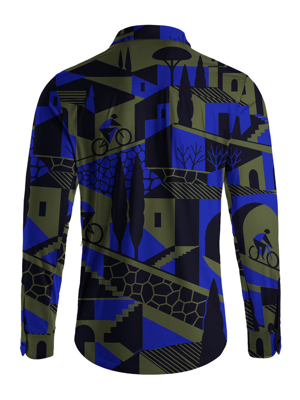 Orionride Geometric Urban Cycling Men's Stretchy Breathable Long Sleeve Gravel Shirt