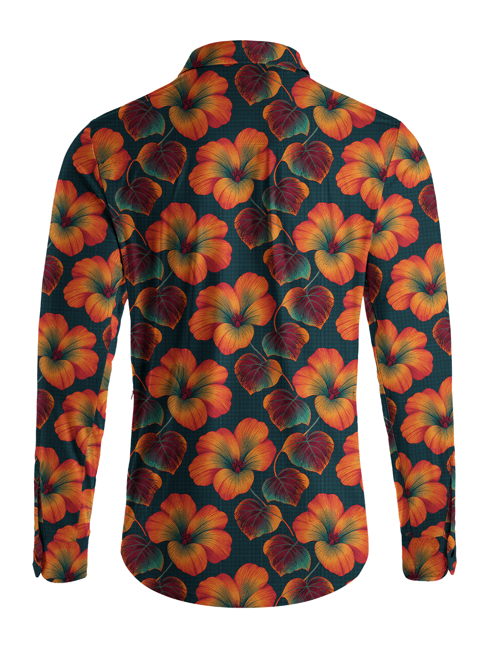 Orionride Fiery Hibiscus Men's Stretchy Breathable Long Sleeve Gravel Shirt