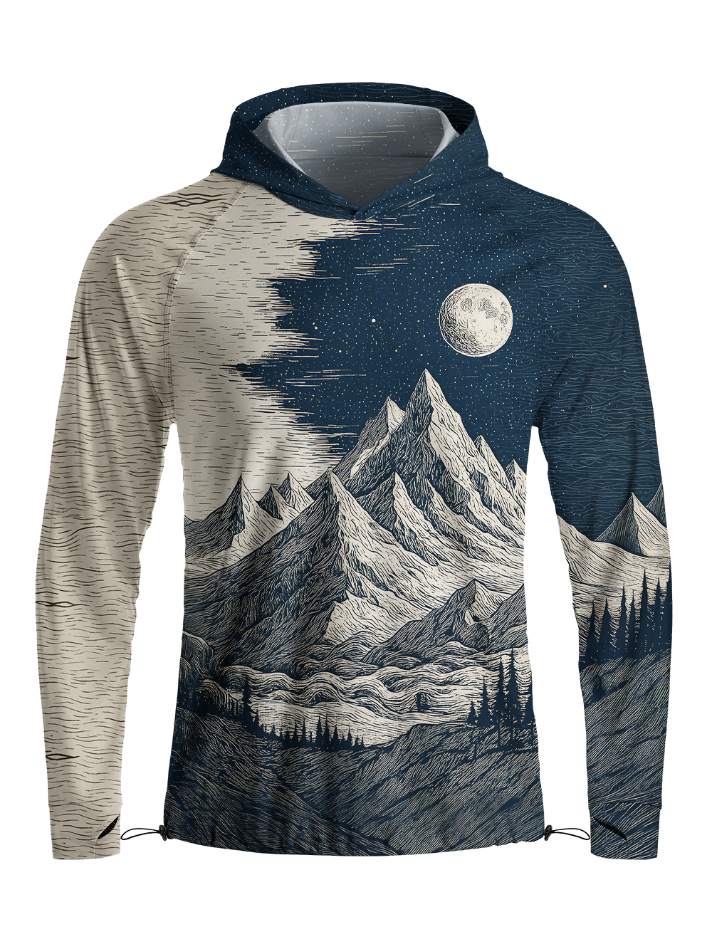 Orionride Mountains At Night Long Sleeve Cycling Hoodie Shirt
