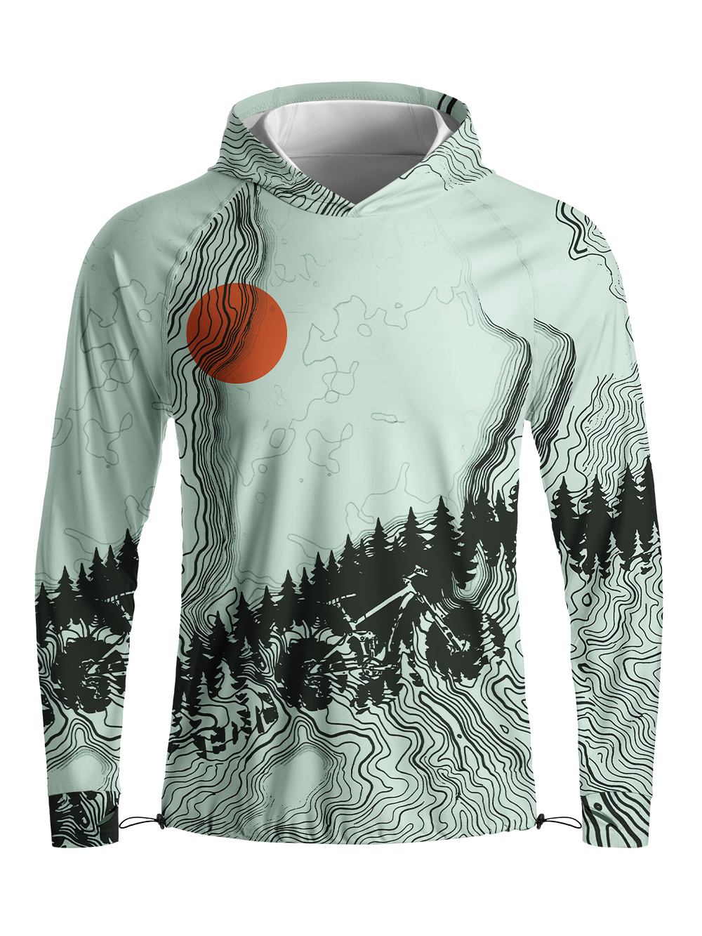 Orionride Sunrise Contour Lines Long Sleeve Cycling Hoodie Shirt