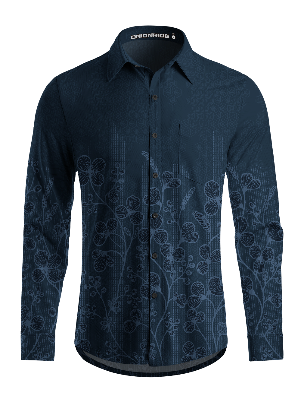 Orionride Botanical Etching Men's Stretchy Breathable Long Sleeve Gravel Shirt