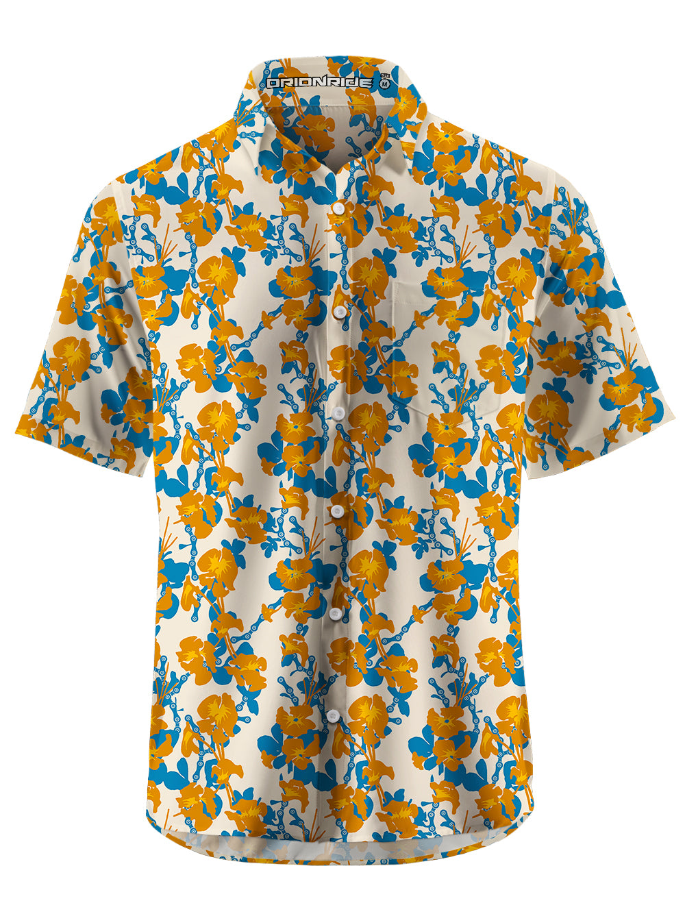 Orionride Unique Floral Chain Zipper Pockets Ultra Lightweight Short Sleeves Gravel Shirt