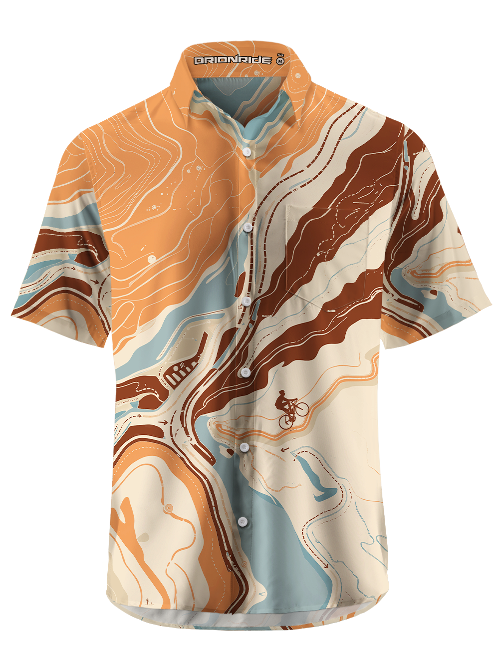 Orionride Map Ride Trail Zipper Pockets Ultra Lightweight Short Sleeves Gravel Shirt