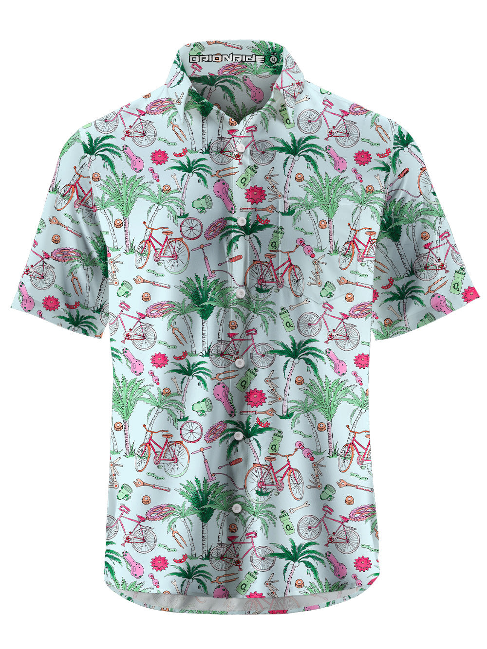 Orionride Vitality Coconut Tree Zipper Pockets Ultra Lightweight Short Sleeves Gravel Shirt