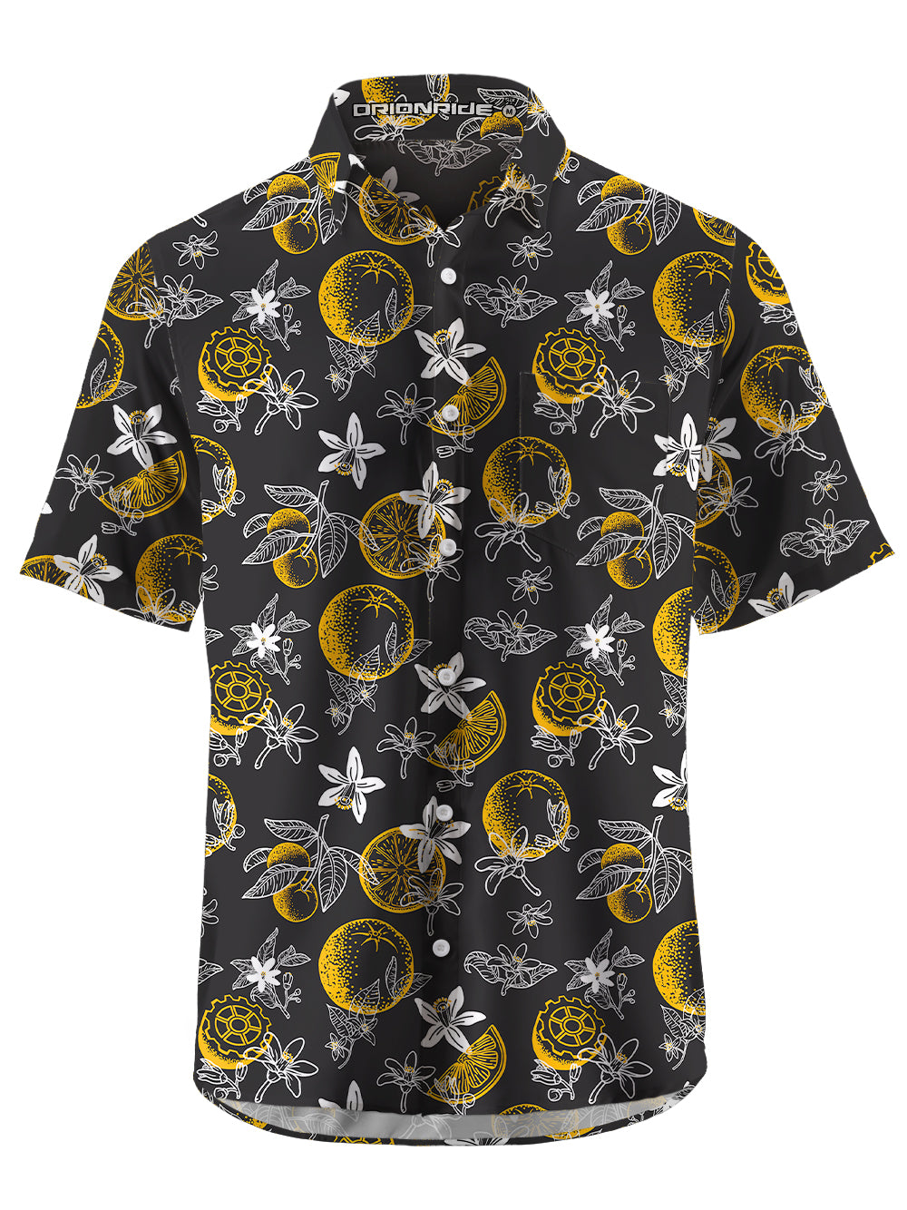 Orionride Fresh Oranges Zipper Pockets Ultra Lightweight Short Sleeves Gravel Shirt