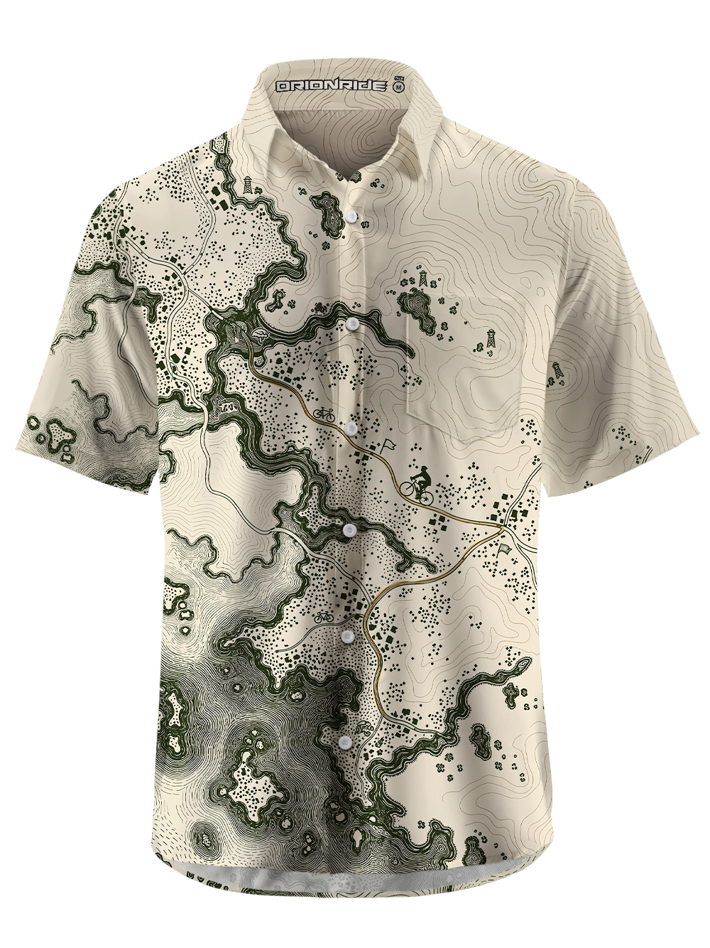 Orionride Trail Map Zipper Pockets Ultra Lightweight Short Sleeves Gravel Shirt