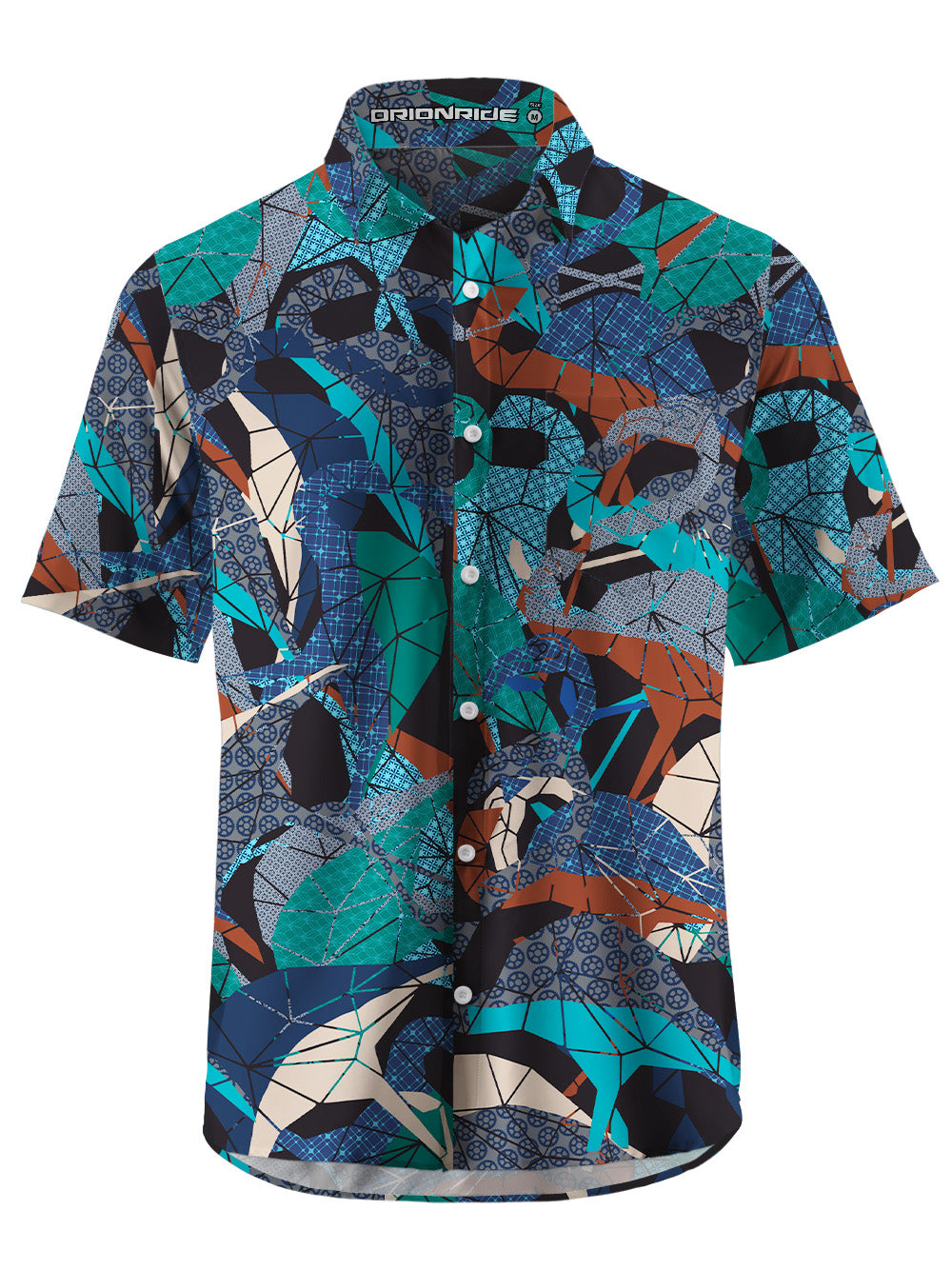 Orionride Geometric Flamingo Zipper Pockets Ultra Lightweight Short Sleeves Gravel Shirt