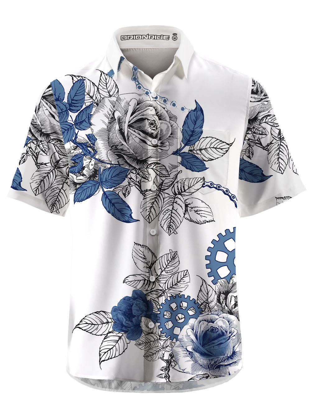 Orionride Blooming Roses Zipper Pockets Ultra Lightweight Short Sleeves Gravel Shirt