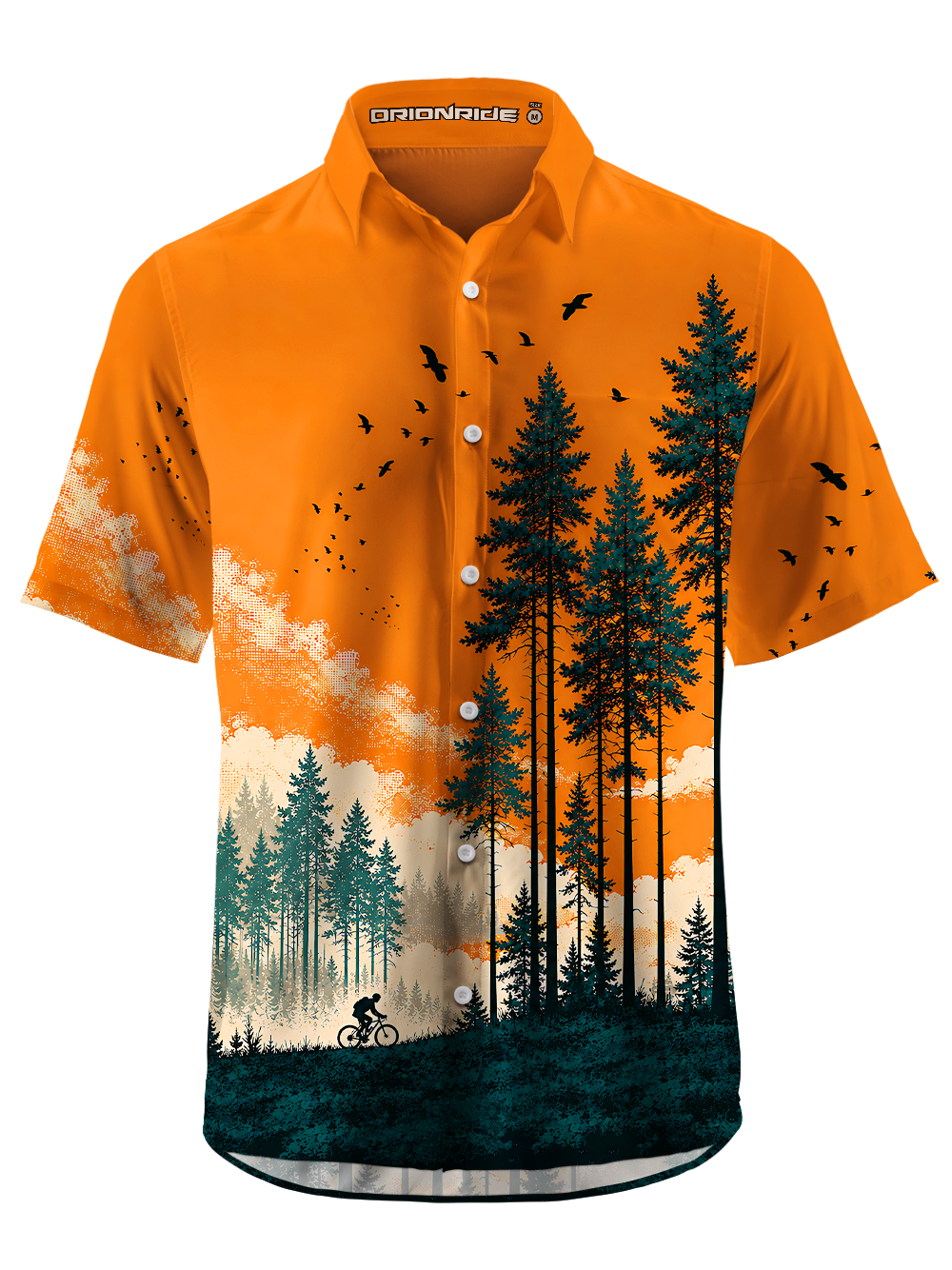 Orionride Sunset Solitude Zipper Pockets Ultra Lightweight Short Sleeves Gravel Shirt