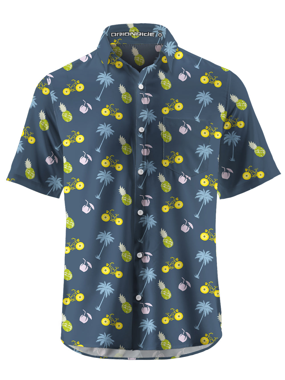 Orionride Tropical Fruits Zipper Pockets Ultra Lightweight Short Sleeves Gravel Shirt