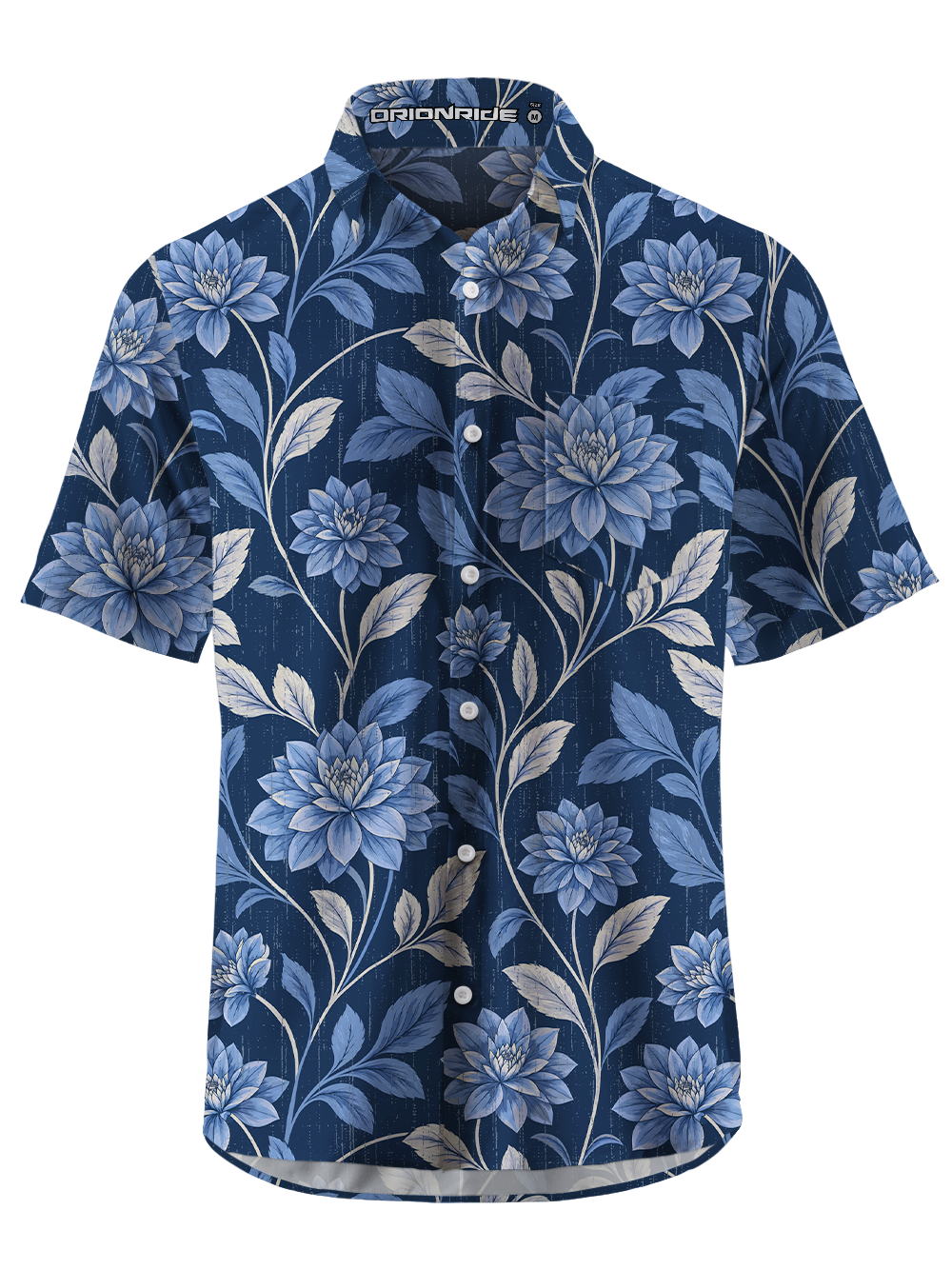 Orionride Indigo Bloom Zipper Pockets Ultra Lightweight Short Sleeves Gravel Shirt