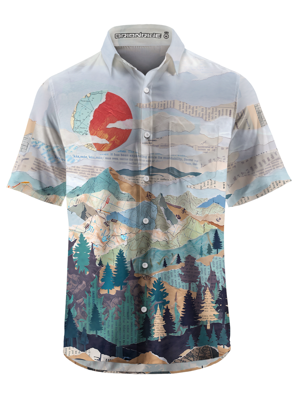 Orionride Paper Mountains Zipper Pockets Ultra Lightweight Short Sleeves Gravel Shirt