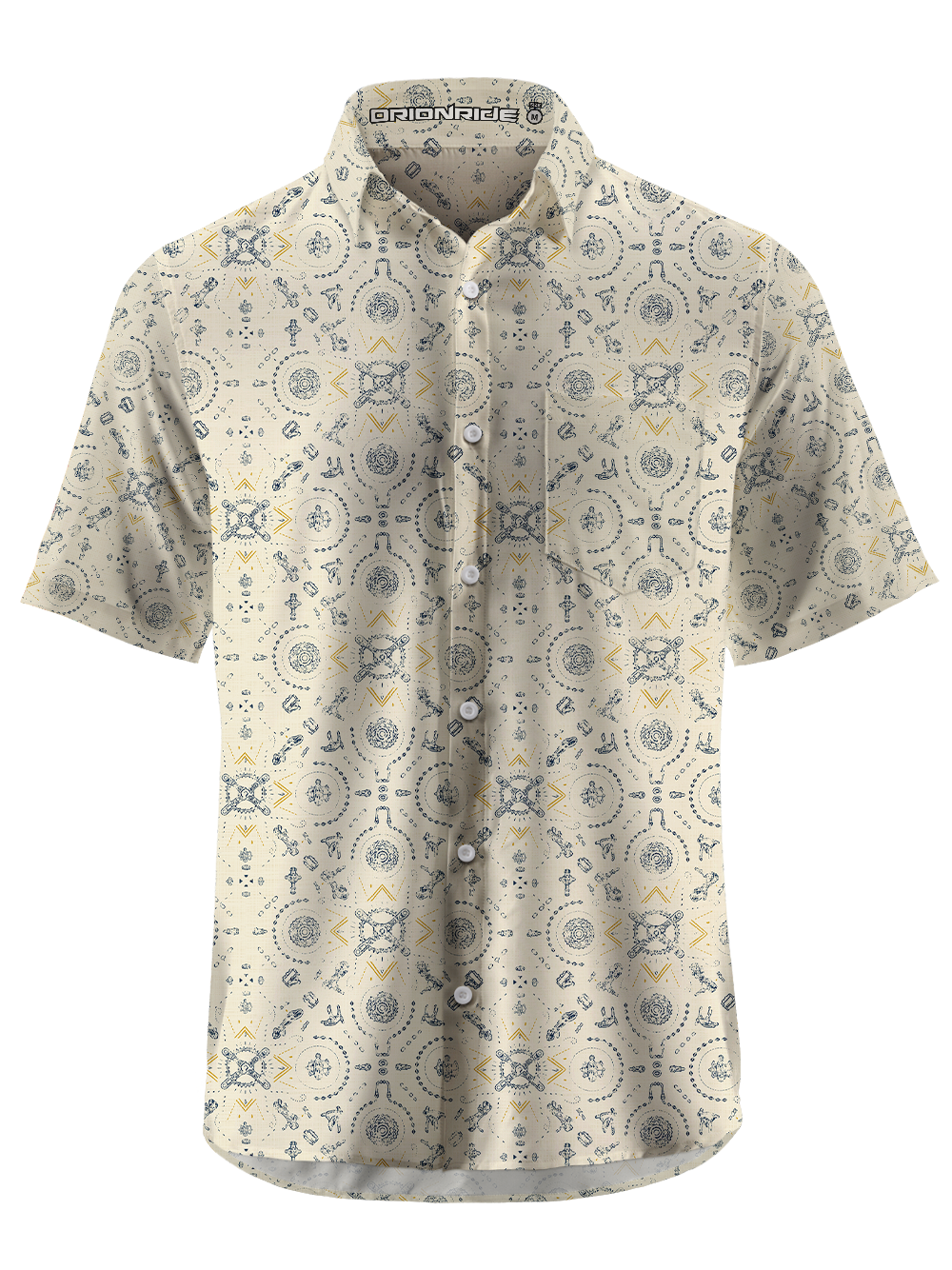 Orionride Tribal Motifs Zipper Pockets Ultra Lightweight Short Sleeves Gravel Shirt