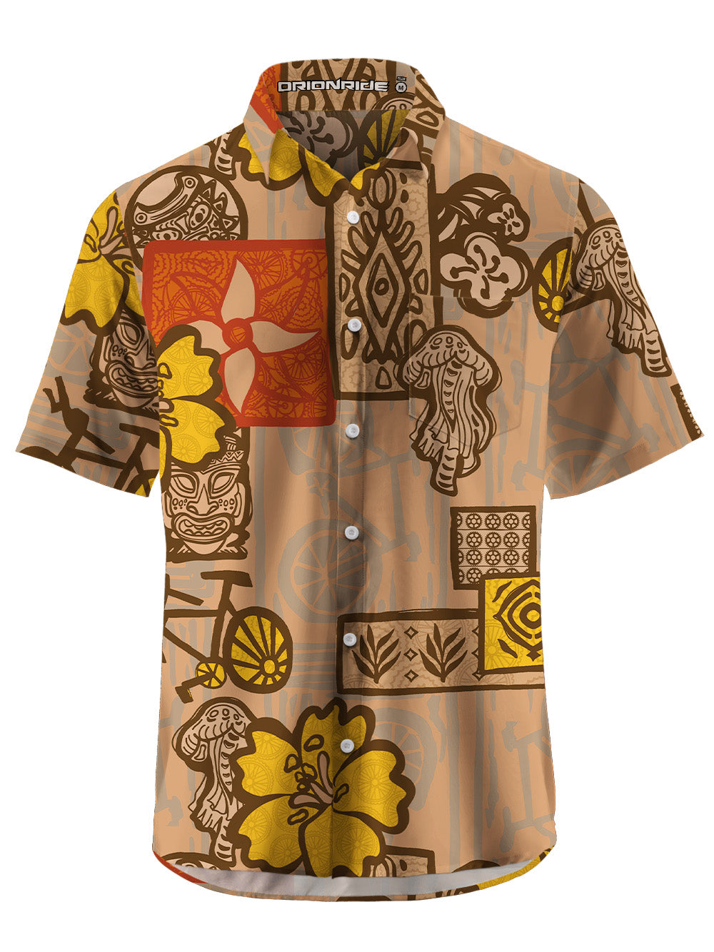 Orionride Retro Totem Zipper Pockets Ultra Lightweight Short Sleeves Gravel Shirt