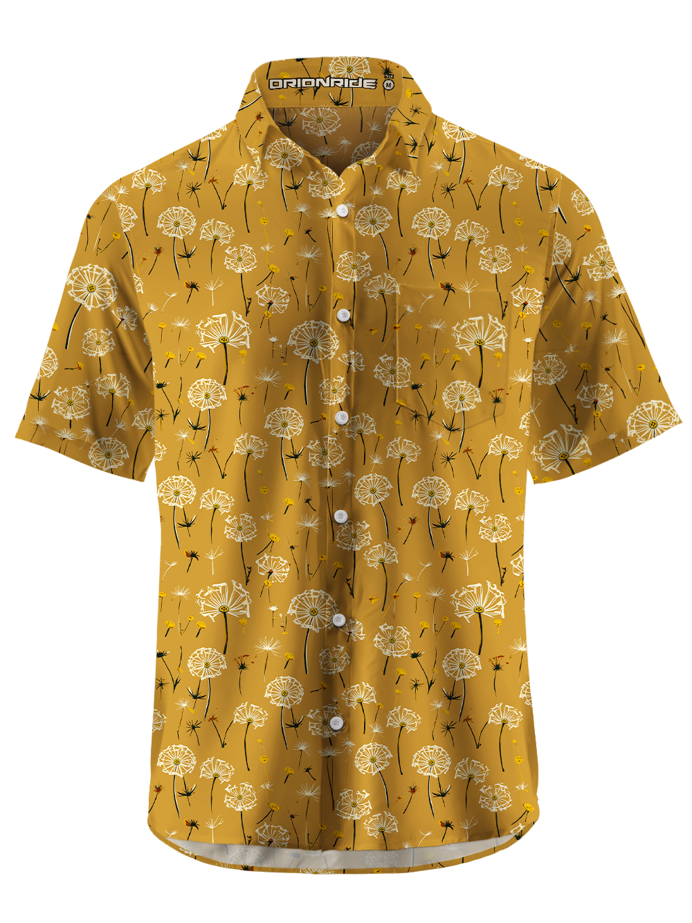 Orionride Warm Dandelion Field Zipper Pockets Ultra Lightweight Short Sleeves Gravel Shirt