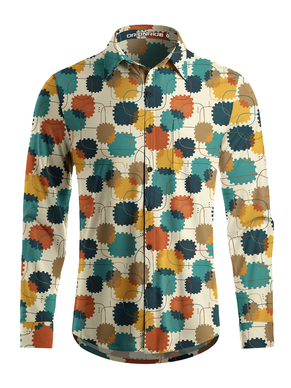 Orionride Interlocking Rhythm Men's Stretchy Breathable Long Sleeve Gravel Shirt