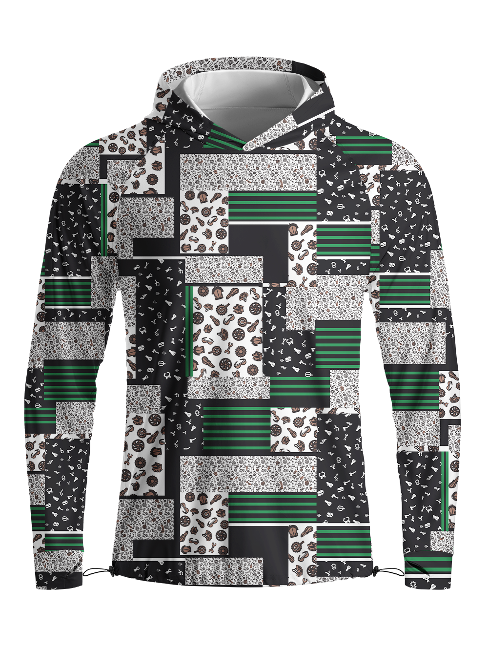 Orionride Geometric Parts Assembly Long Sleeve Cycling Hoodie Shirt