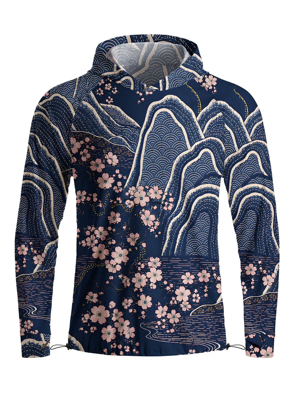 Orionride Sakura Night Landscape Long Sleeve Cycling Hoodie Shirt