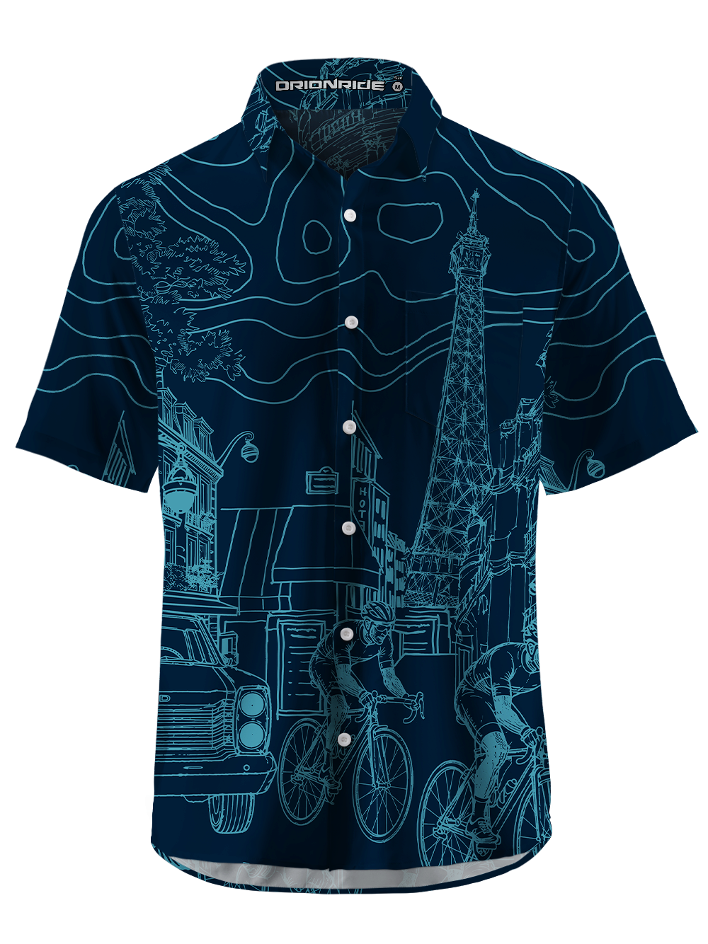 Orionride Urban Blueprint Zipper Pockets Ultra Lightweight Short Sleeves Gravel Shirt