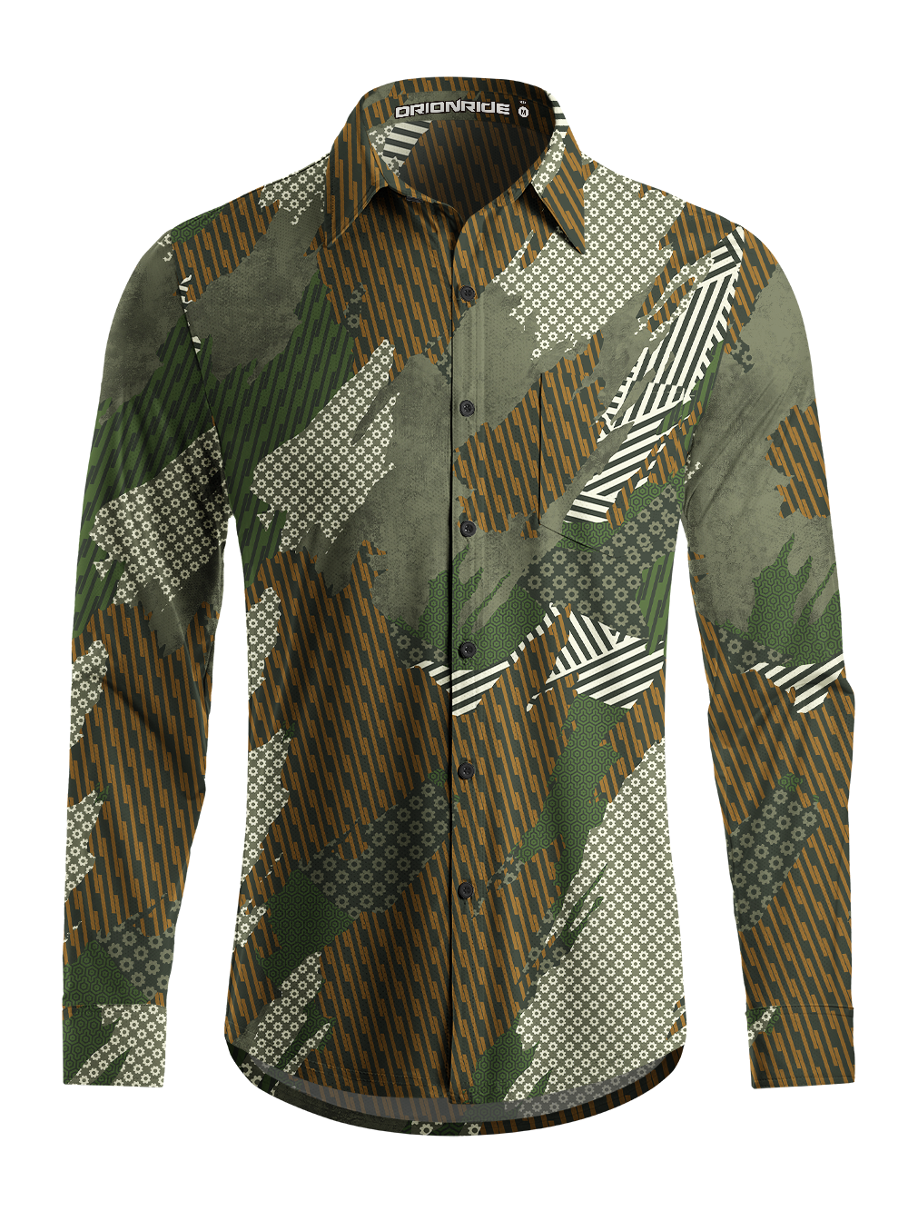 Orionride Patchwork Atlas Men's Stretchy Breathable Long Sleeve Gravel Shirt