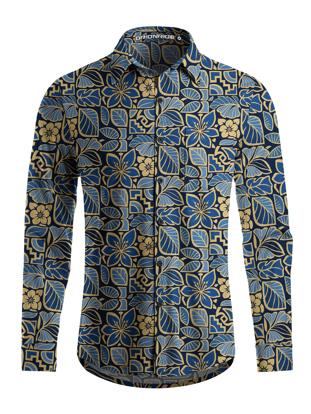 Orionride Tropical Mosai Men's Stretchy Breathable Long Sleeve Gravel Shirt